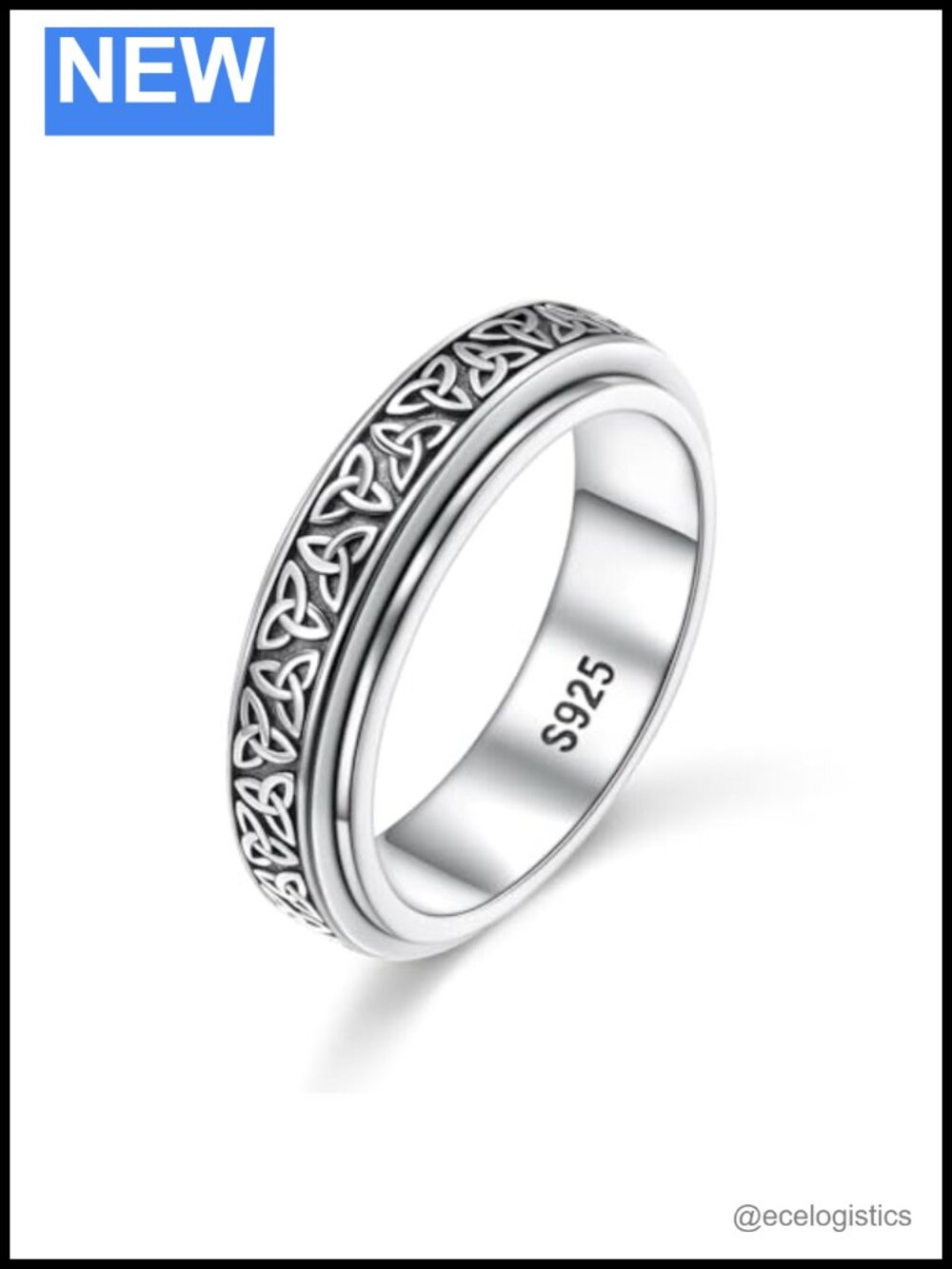 S925 Sterling Silver Spinner Fidget Ring Celtic Knot Anxiety Relief Irish